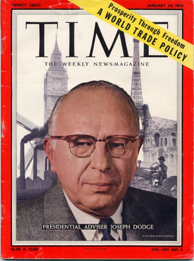 Time Magazine Cover - Joseph Morrell Dodge January 22, 1955